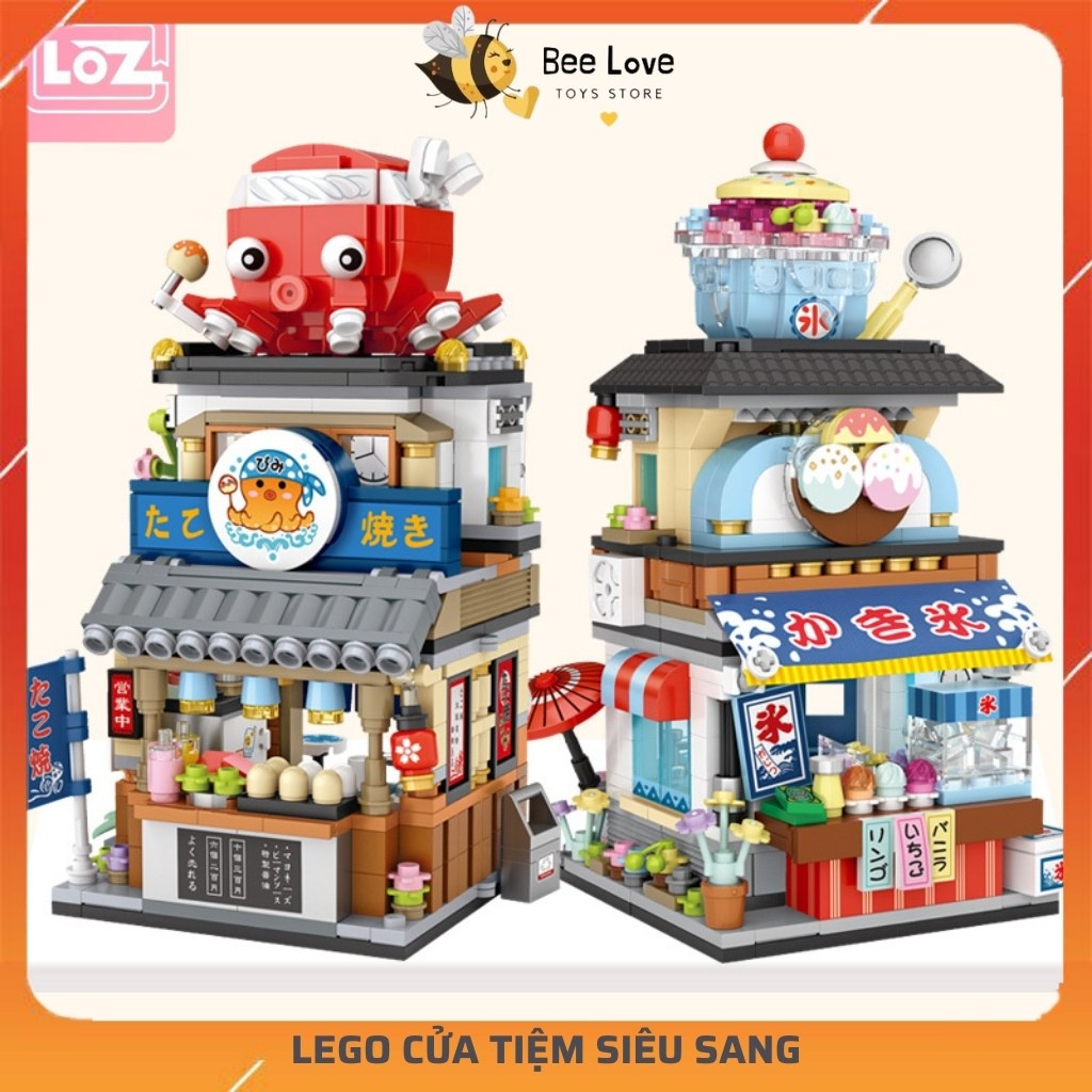 Mô hình lắp ráp lego cửa hàng LOZ Streetmini 1219, đồ chơi ghép hình thông minh trí tuệ phát triển tư duy cho bé