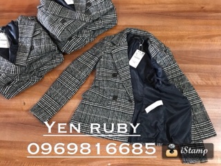 Áo dạ nữ kẻ zara xuất xịn