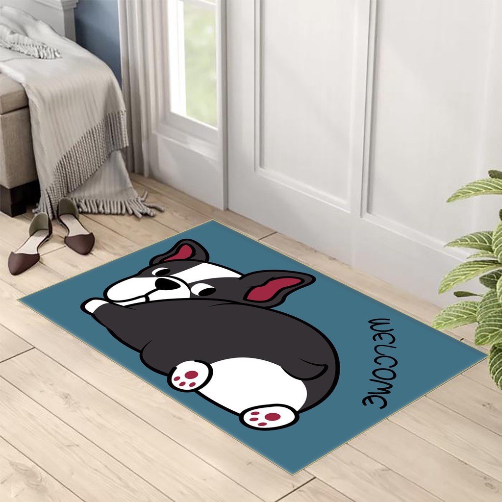 Thảm Lau Chân, Thảm Chùi Chân Thấm Nước Chống Trơn Trượt 40x60cm (hình siêu cute)