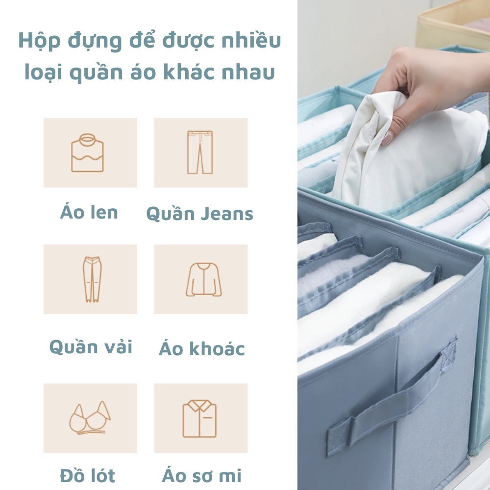 Hộp vải đựng quần sooc hè áo sơ mi tất vớ chia ngăn vải không dệt cao cấp gọn gàng ngăn nắp cho tủ đồ