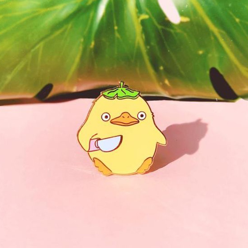 Ghim Cài Áo Hình Vịt Hoạt Hình Bằng Kim Loại Tráng Men