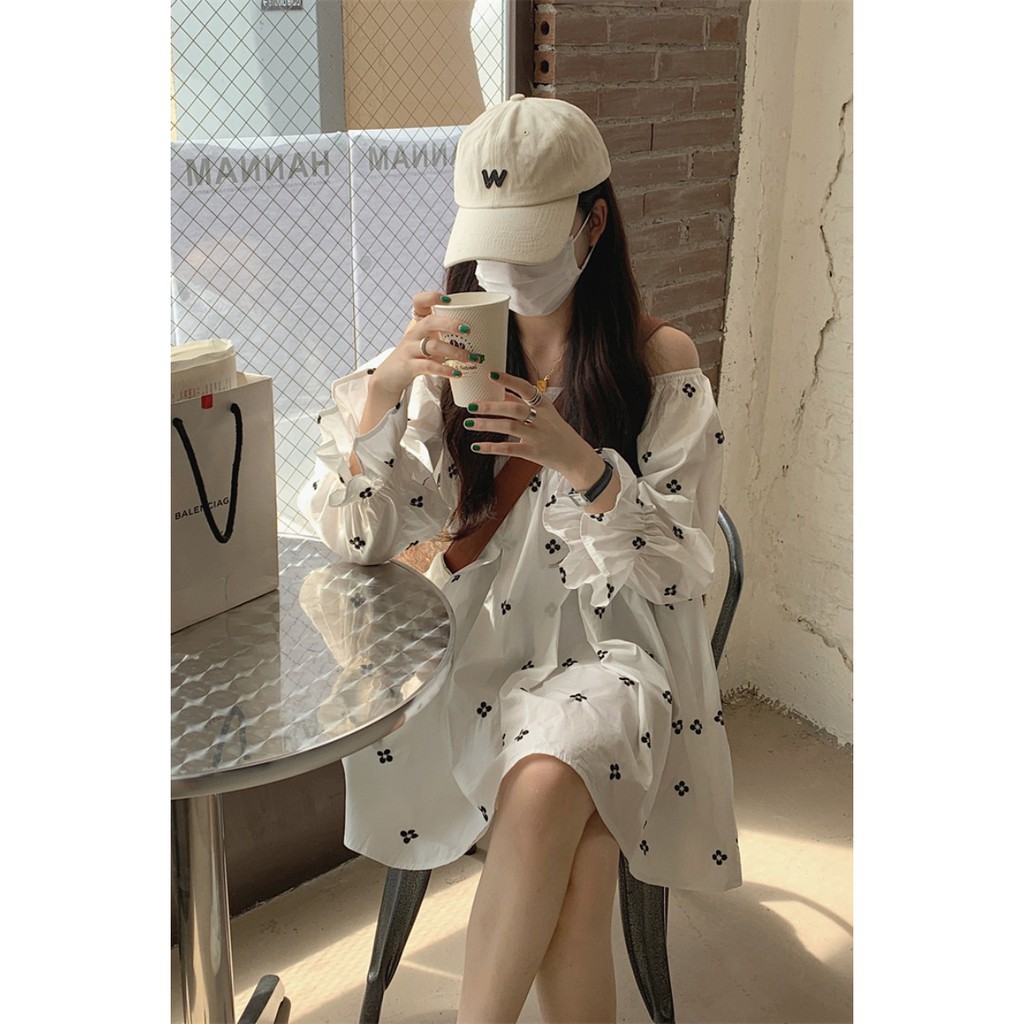 Đầm  hoa thêu babydoll Korea