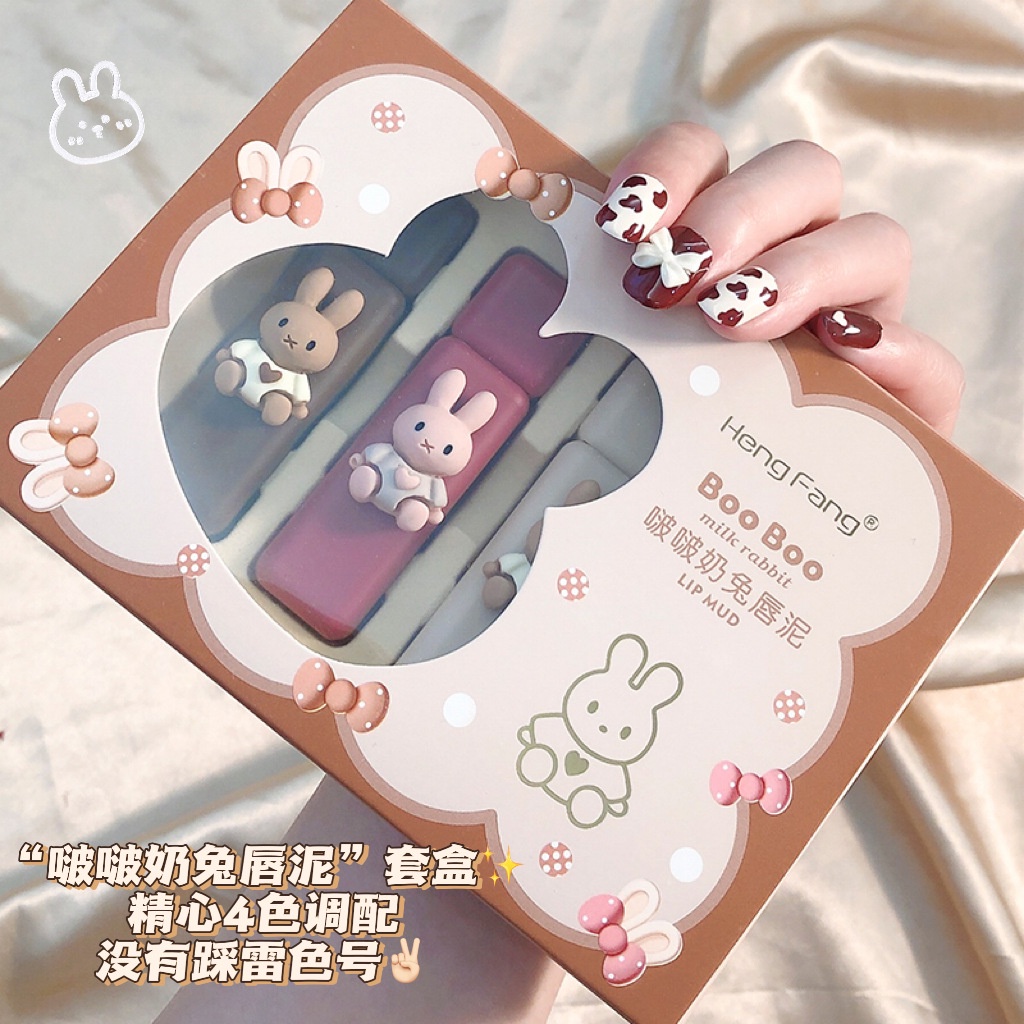 Set 4 Thỏi Son Kem HengFang Tông Lì Trang Điểm Lâu Trôi