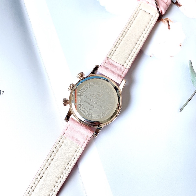 Đồng hồ nữ Guou dây dù hồng size 30mm