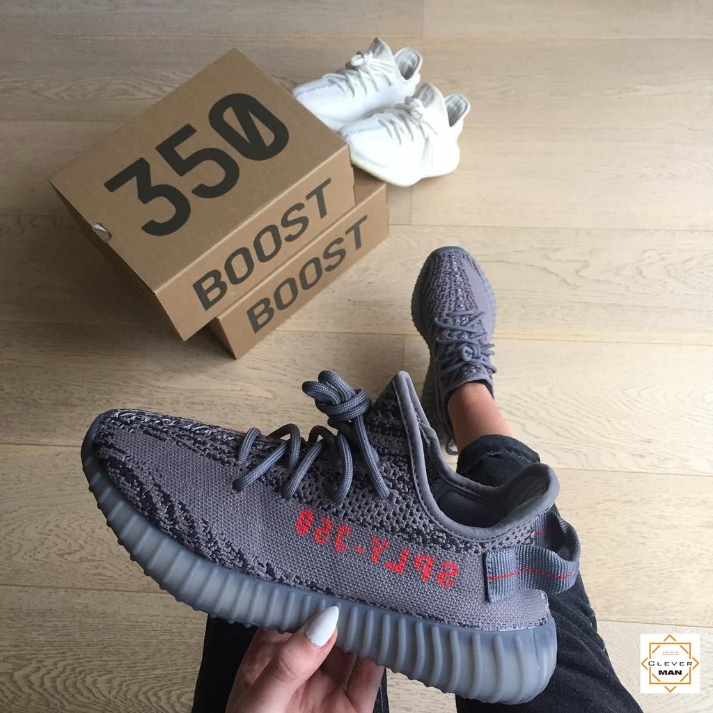 Giày Thể Thao Sneakers Yz 350 V2 Beluga 2.0 Xám Chữ Đỏ Cực Đẹp Cho Cả Nam Và Nữ