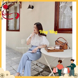 Anu357 - áo sơ mi đũi tằm tay bồng đáp túi