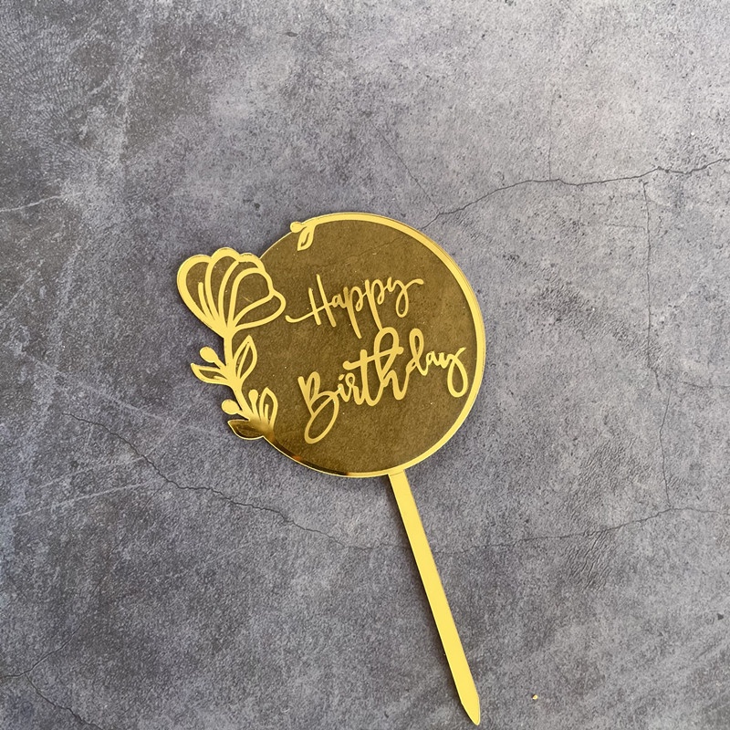 Que cắm Acrylic Happy Birthday Trong Suốt Đồng Màu trang trí bánh kem, phụ kiện trang trí bánh sinh nhật