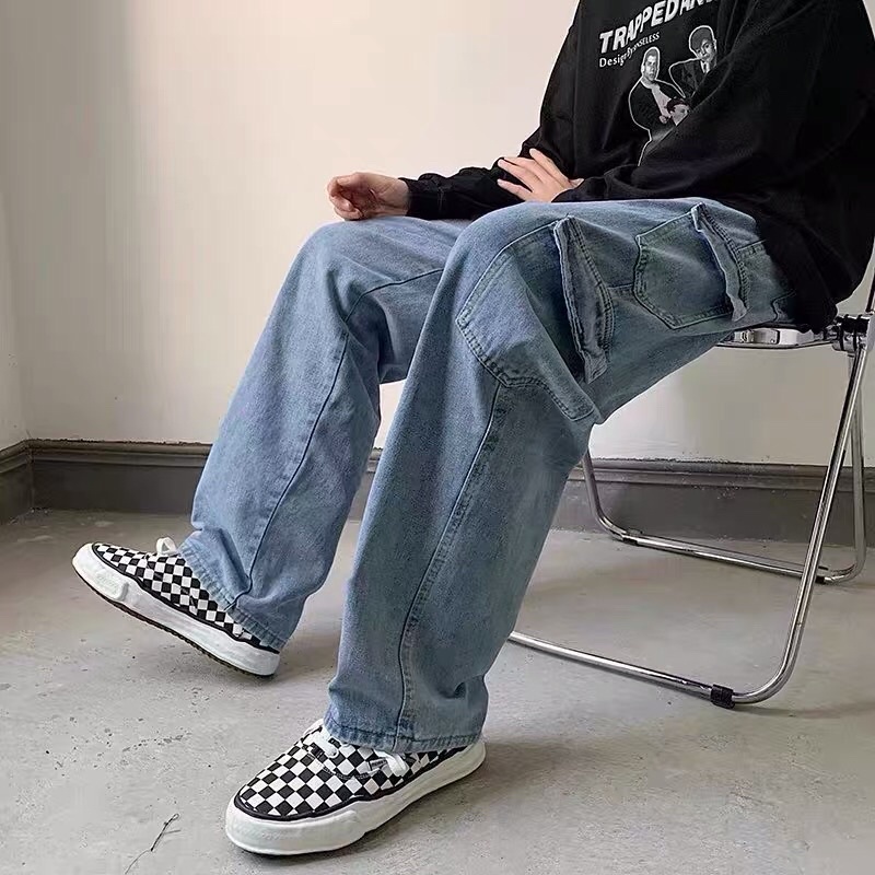 Quần bò jeans ống rộng túi hộp 4 túi Ulzzang hiphop siêu chất ❤️