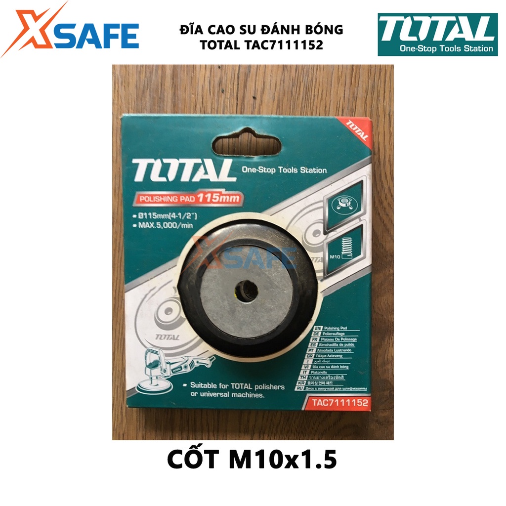 Đĩa cao su đánh bóng TOTAL TAC7111152 đường kính 100mm, chất liệu cao su, cốt M10x1.5, dùng đánh bóng các bề mặt
