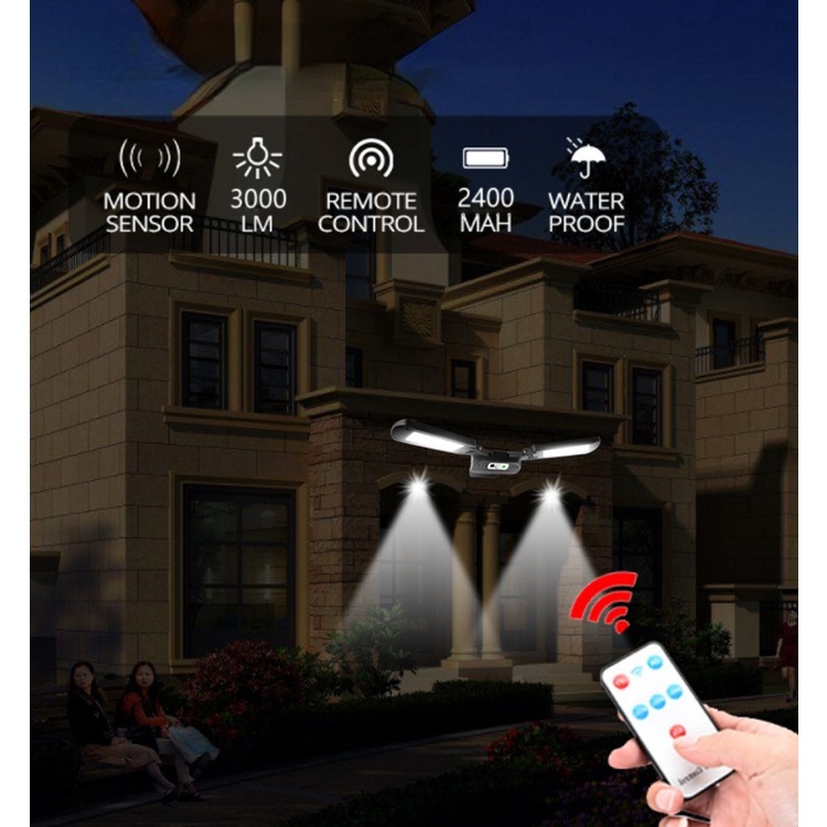 Đèn LED COB Hai Đầu Cảm Biến Chuyển Động PIR Siêu Sáng Chống Thấm Nước Sử Dụng Năng Lượng Mặt Trời Tiện Lợi Dành Cho Vườn Nhà