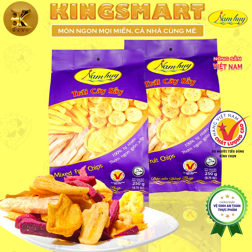 02 Gói Trái cây sấy 250G NAM HUY thơm ngon giòn xốp, không đường