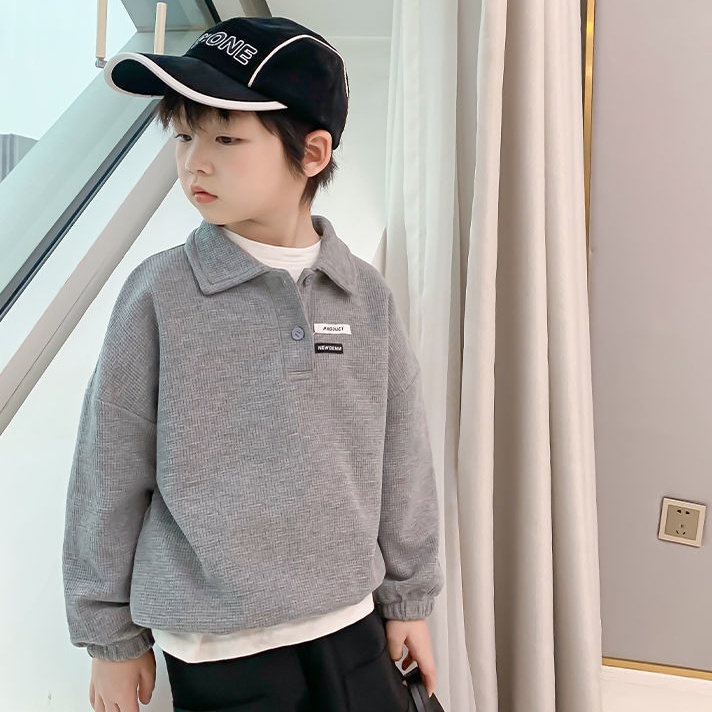 Áo Hoodie Bé Trai Polo Dài Tay Mới Hàn Quốc