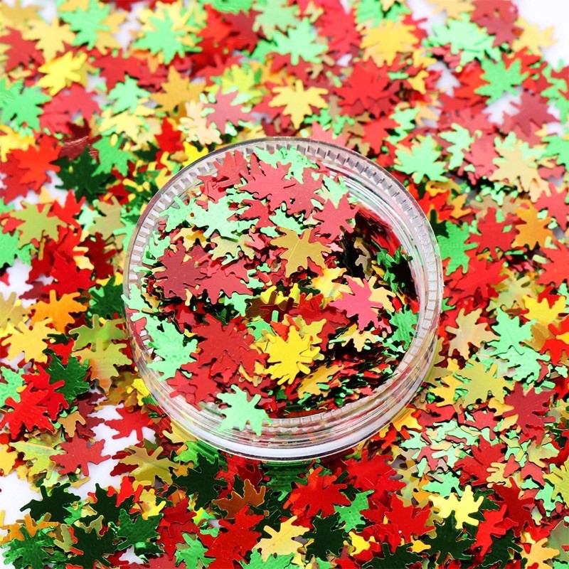 Sequin lá phong mix màu-phụ kiện nail móng