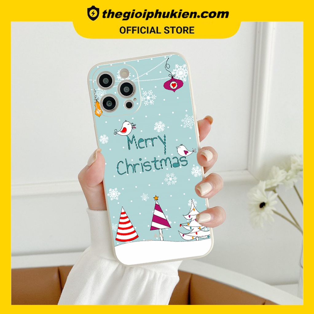 Ốp lưng iphone cạnh vuông Chrismast dành cho iphone 6 đến 14promax - E109