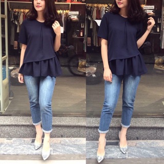 Áo peplum gấu lệch