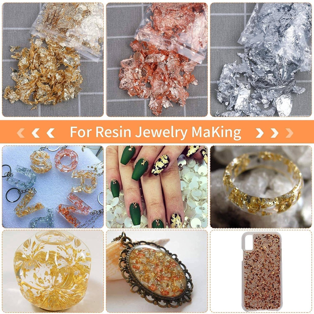 Miếng Dán Lá Vàng Ánh Kim Trang Trí Móng Tay Nghệ Thuật