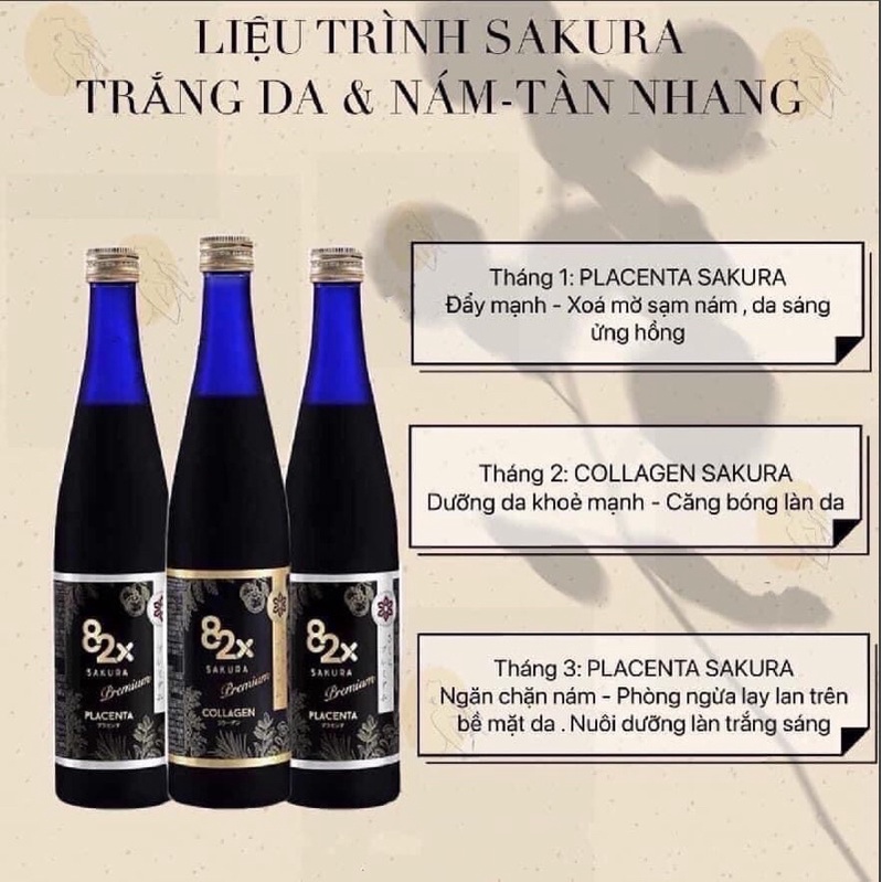 Nước Uống Đẹp Da Collagen 82X Sakura Premium và Placenta 82X Sakura Premium 500ml CHÍNH HÃNG