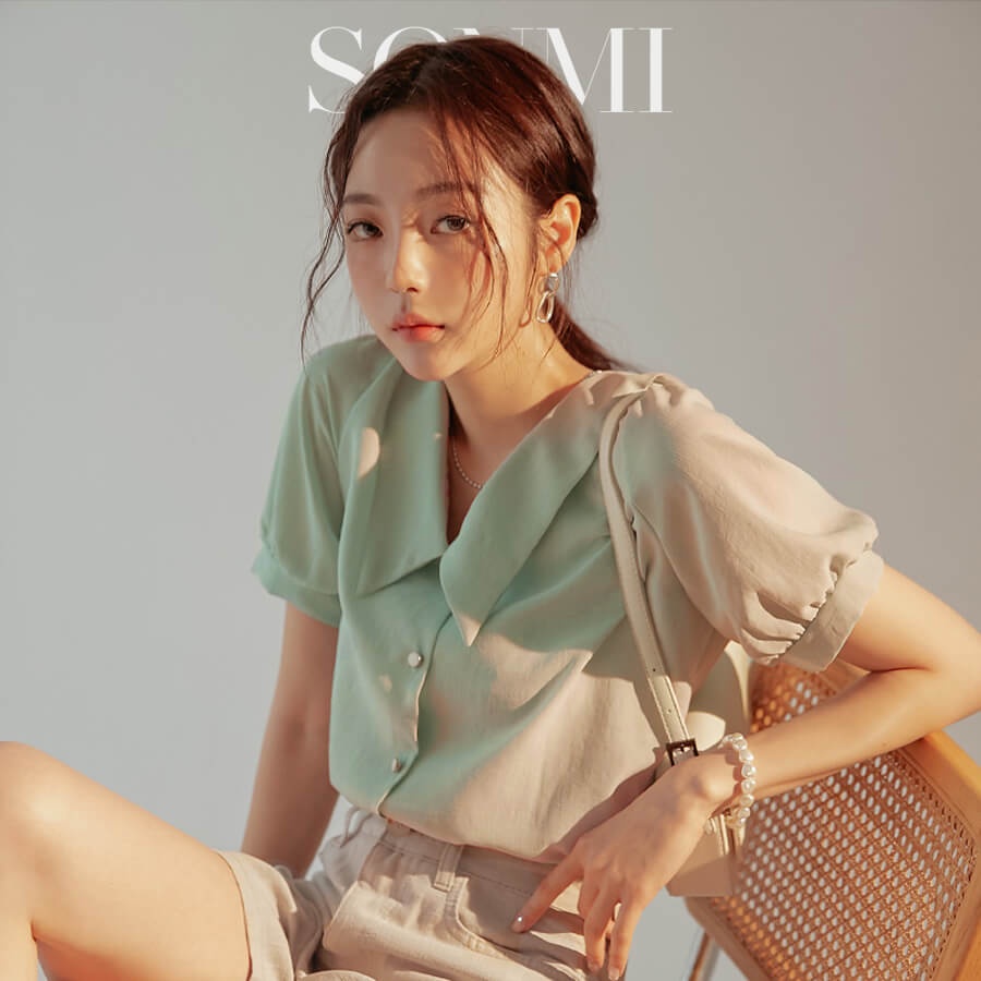 Áo Sơ Mi Nữ Tay Phồng Công Sở SONMI Hàn Quốc Form Tay Ngắn Cổ Vest Vải Đũi Lụa Cao Cấp Dễ Thương Nhiều Màu JULIA PARKER