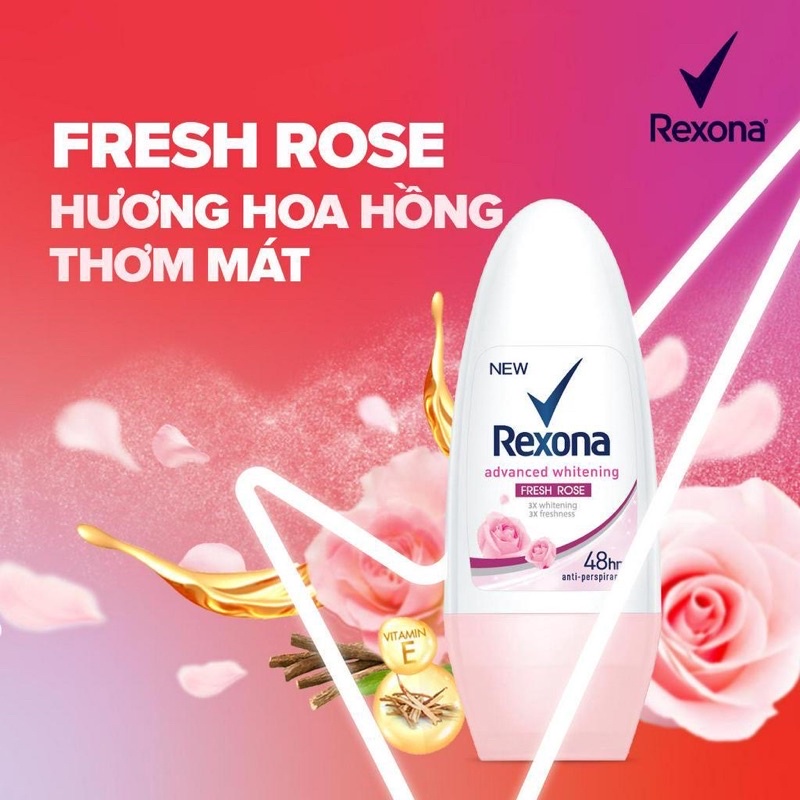 Lăn khử mùi Rexona dưỡng sáng tự nhiên, khô thoáng tối ưu dành cho nữ 50ml