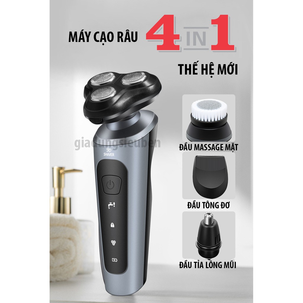 Máy Cạo Râu cao cấp 9D Shaver 4in1_Tặng Kèm 6 Phụ Kiện_MCR03