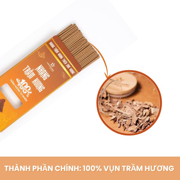 Nhang trầm hương THIÊN MỘC HƯƠNG thơm, ít khói, không hóa chất hộp tích trầm 8 năm 200 cây 20cm