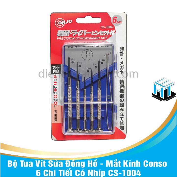 Bộ Tua Vít Sửa Đồng Hồ - Mắt Kính Conso 6 Chi Tiết Có Nhíp CS-1004