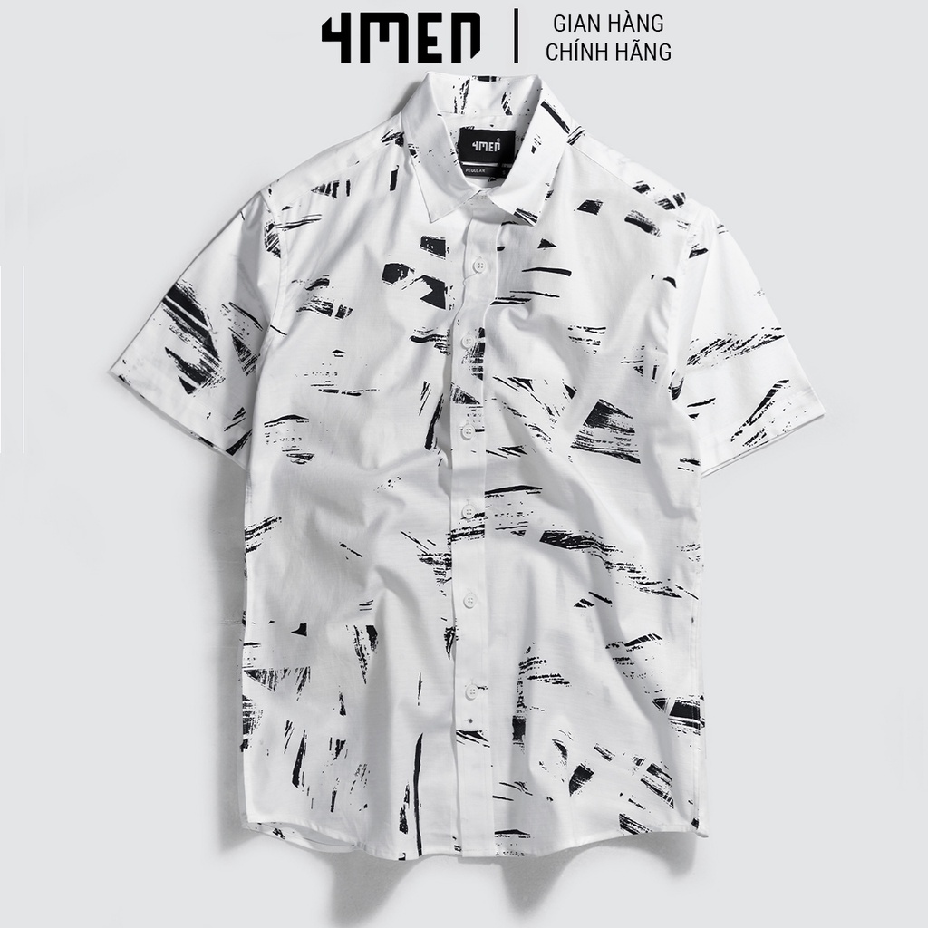 Áo sơ mi nam họa tiết ngắn tay 4MEN SM060 đẹp trẻ trung, hiện đại | BigBuy360 - bigbuy360.vn