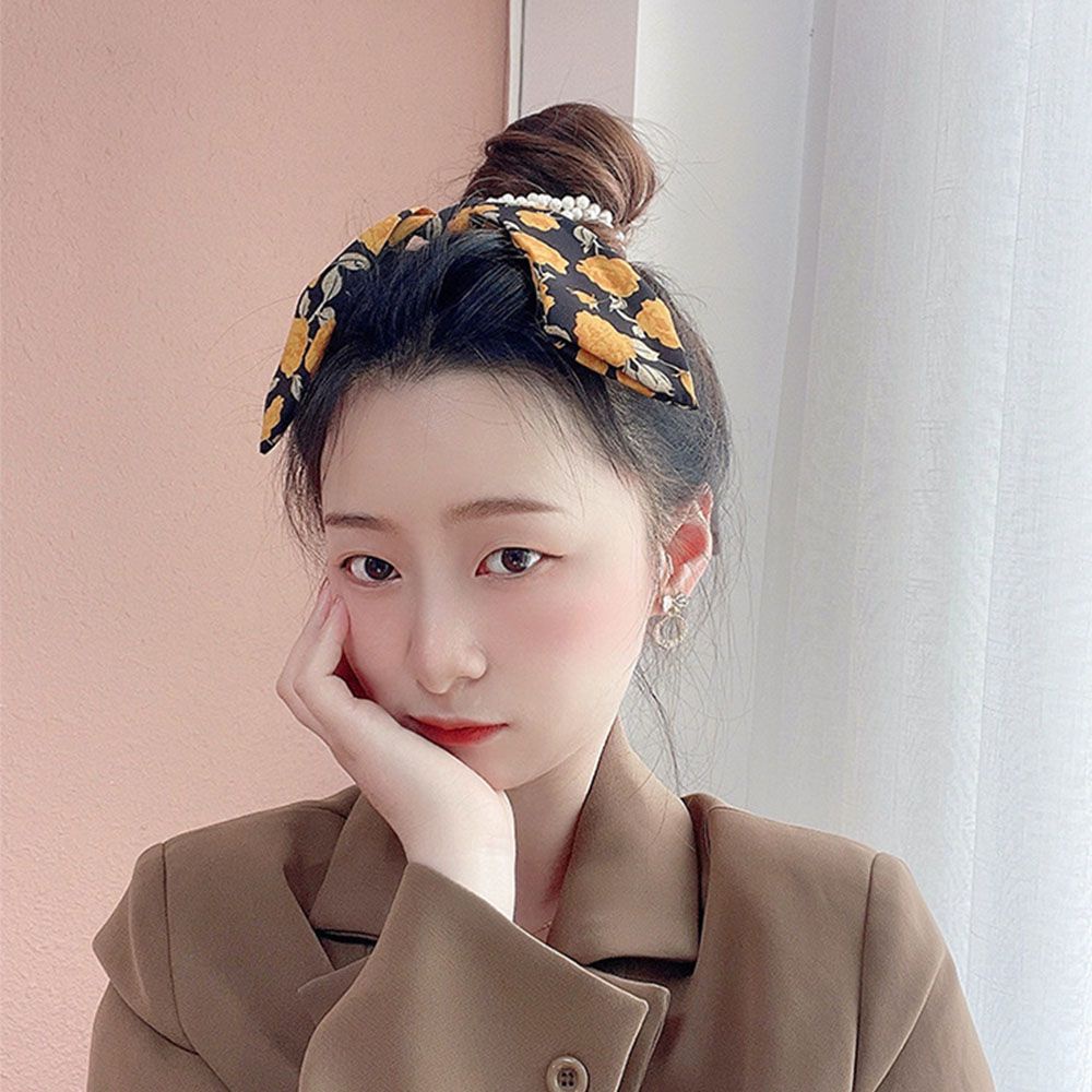 Dây buộc tóc cao su nhiều lớp đính ngọc trai giả nhiều màu sắc phong cách Hàn Quốc cổ điển cho nữ