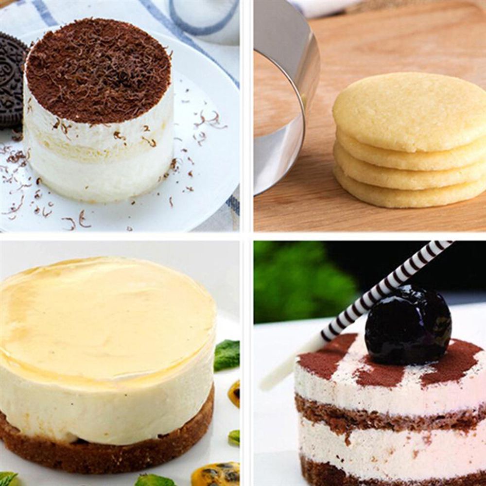 FASHYUNER Khuôn làm bánh mousse hình tròn mini bằng thép không gỉ tiện dụng DIY