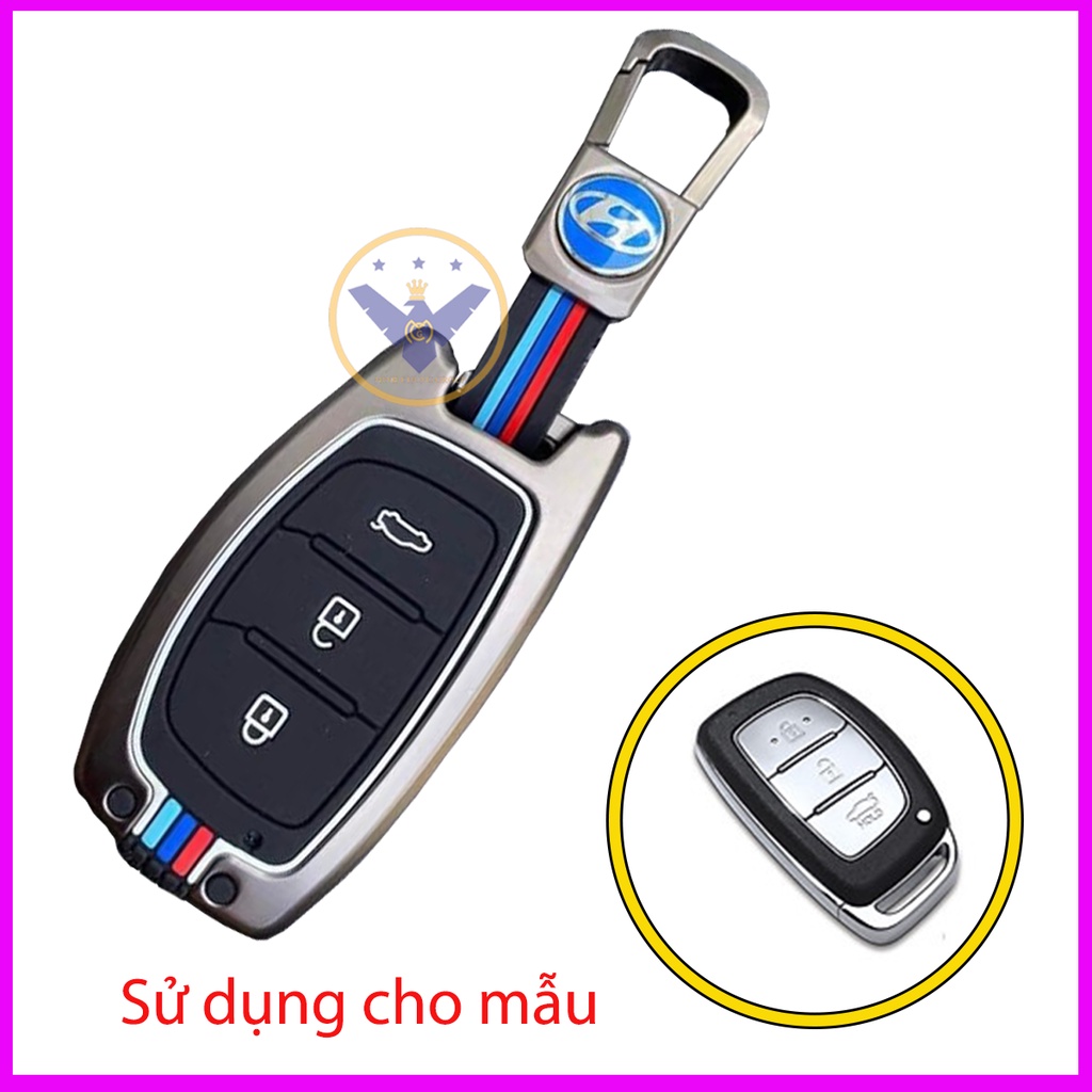 Ốp chìa khóa titan cao cấp xe Hyundai i10, Accent, Tucson - kèm móc khóa