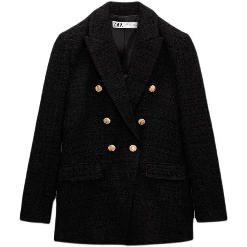 SP 1707- Áo dạ tweed đen cúc đồng style Hàn Quốc trẻ trung sang chảnh (40-60kg)- Có buôn sỉ