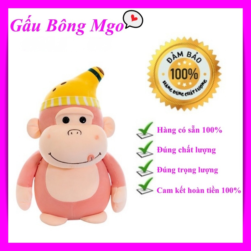 Gấu Nhồi Bông Teddy Hình Khỉ Con Đội Mũ Chuối Thú Nhồi Bông Hình Khỉ Siêu Dễ Thương 24cm 50cm
