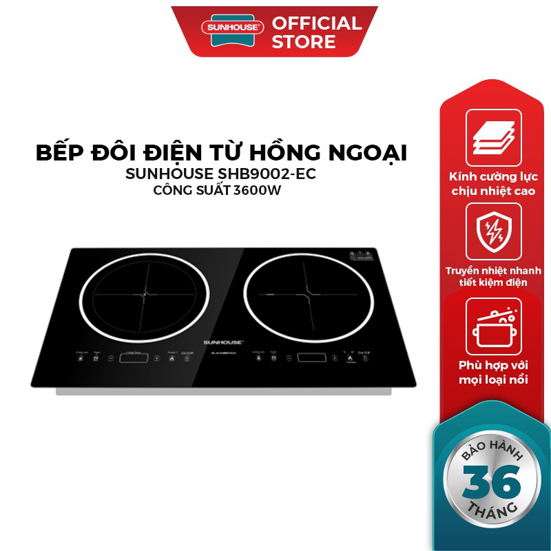 Bếp đôi điện từ hồng ngoại SUNHOUSE SHB9002-EC