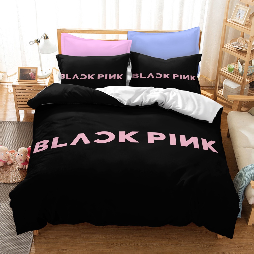 Bộ Ga Trải Giường + Vỏ Gối + Vỏ Chăn 2 Trong 1 In Hình Nhóm Nhạc blackpink gp1