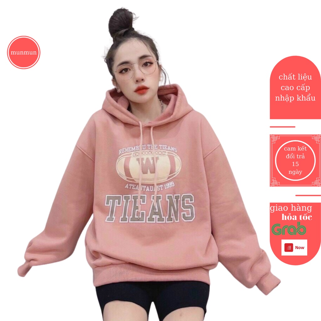 Áo hoodie nữ nỉ bông form rộng munmun