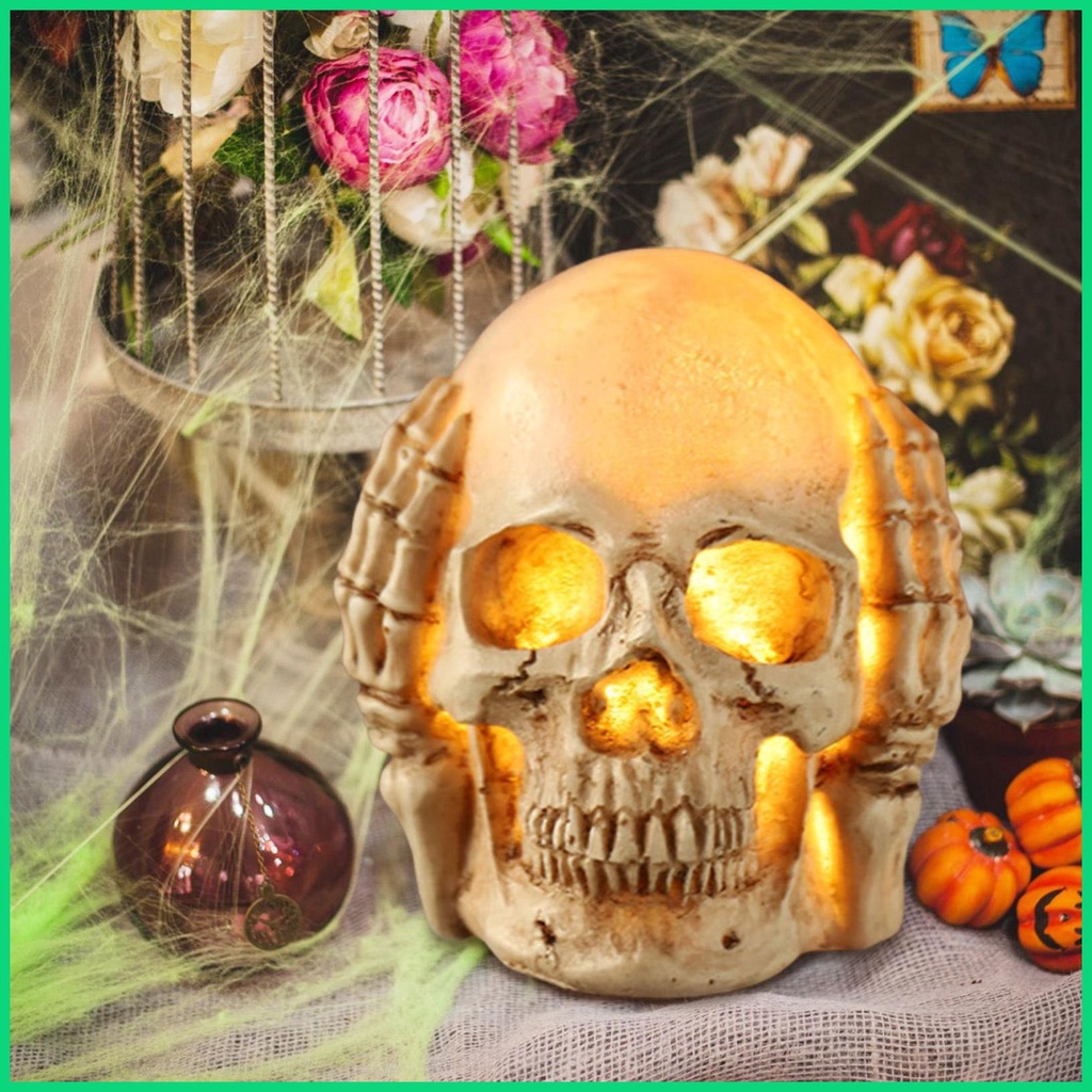 Đèn Ngủ Hình Đầu Lâu Bằng Nhựa Resin Để Bàn Trang Trí Tiệc Halloween