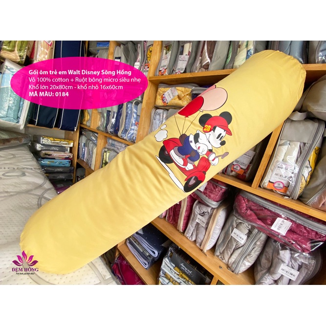 Gối ôm trẻ em Walt Disney Sông Hồng vỏ 100% cotton ruột bông micro siêu nhẹ