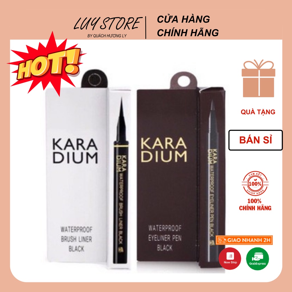 Bút dạ kẻ mắt nước Karadium Hàn Quốc vỏ nâu và vỏ trắng.