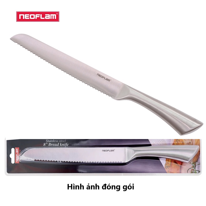 Dao nhà bếp Neoflam  , Dao làm bằng inox 430 không gỉ, Lưỡi thép cacbon 3CR14 chống mài mòn.