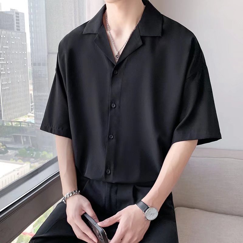 Áo sơ mi tay ngắn nam nữ Menswear form rộng sơ mi cổ vest tay lỡ unisex chất vải lụa mịn thoáng mát