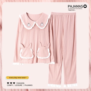 Bộ đồ ngủ cotton tay dài in hoạt hình xinh xắn