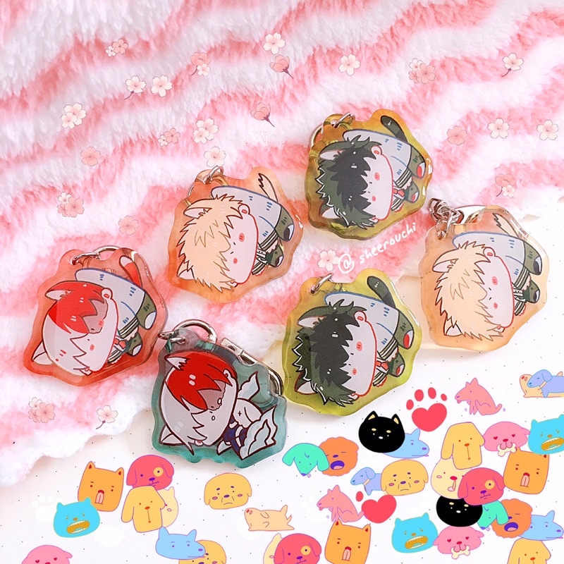 Móc khoá epoxy nền màu trong 4cm My Hero Academia Học viện anh hùng BNHA - By Sheerouchi