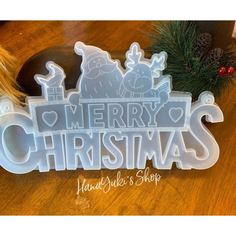 Khuôn chữ Giáng Sinh - Merry Christmas - size lớn dùng trong sáng tạo thủ công Resin, Jesmonite