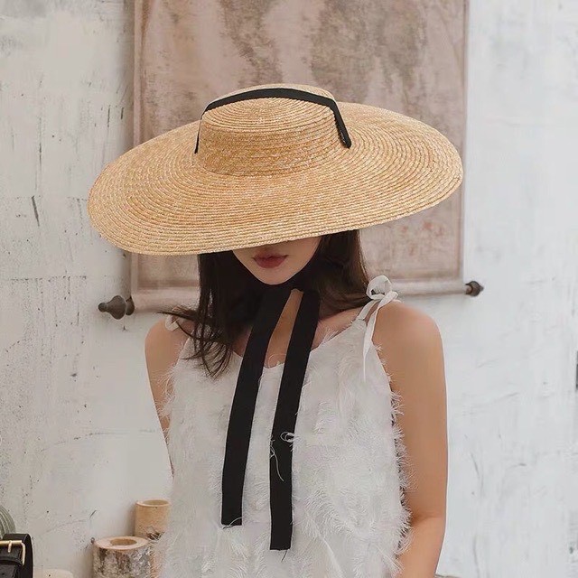 Nón cói cột nơ phong cách cổ điển vintage - Nón trang trí shop thời trang - chụp lookbook