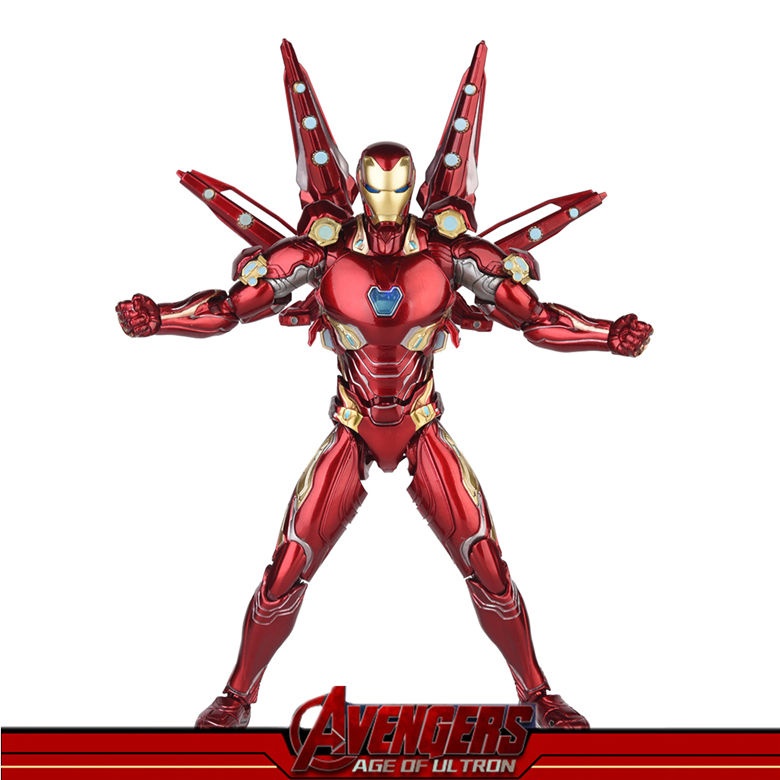 ☂∈SHF Iron Man Toy Hulk Búp bê siêu hành động MK50 Bàn tay dạ quang MK85 Mô hình người nhện