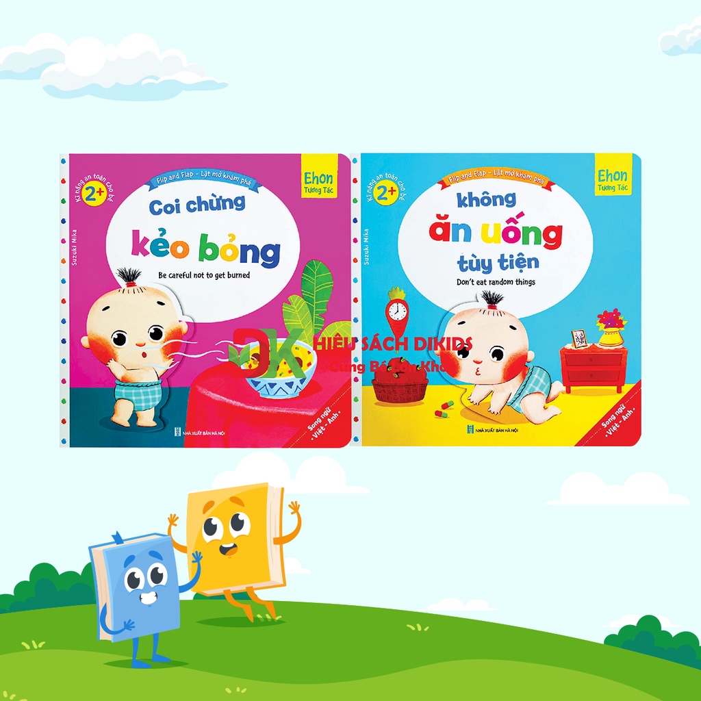 Bộ truyện tranh Ehon song ngữ Việt Anh tương tác lật mở, kỹ năng an toàn flip and flap 10 cuốn