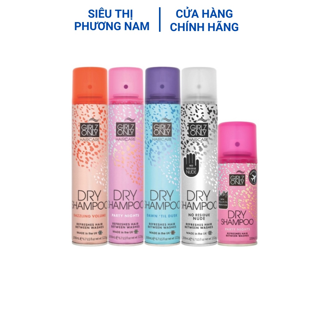 Dầu Gội Khô Girlz Only Party Nights / Dawn 'Til Dusk / Dazzling Volume / No Residue Nude 200ml