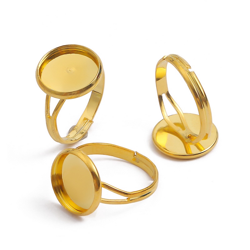 Bộ 10 nhẫn thủy tinh cabochon có thể điều chỉnh đường kính 10 12 14 16 18 20 25 mm dùng làm trang sức