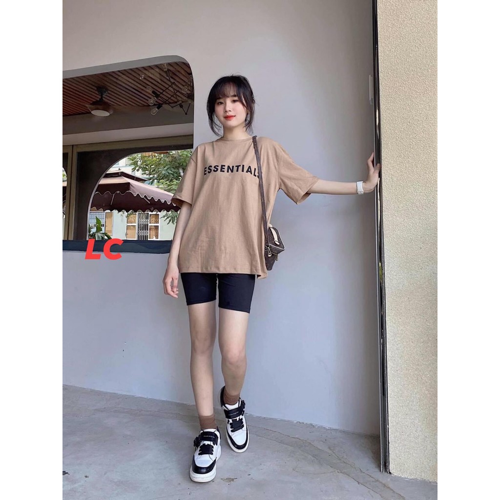 Áo thun nam nữ tay lỡ unisex ESSEN form rộng oversize basic tee phông cotton hai màu trắng nâu cực dễ phối đồ