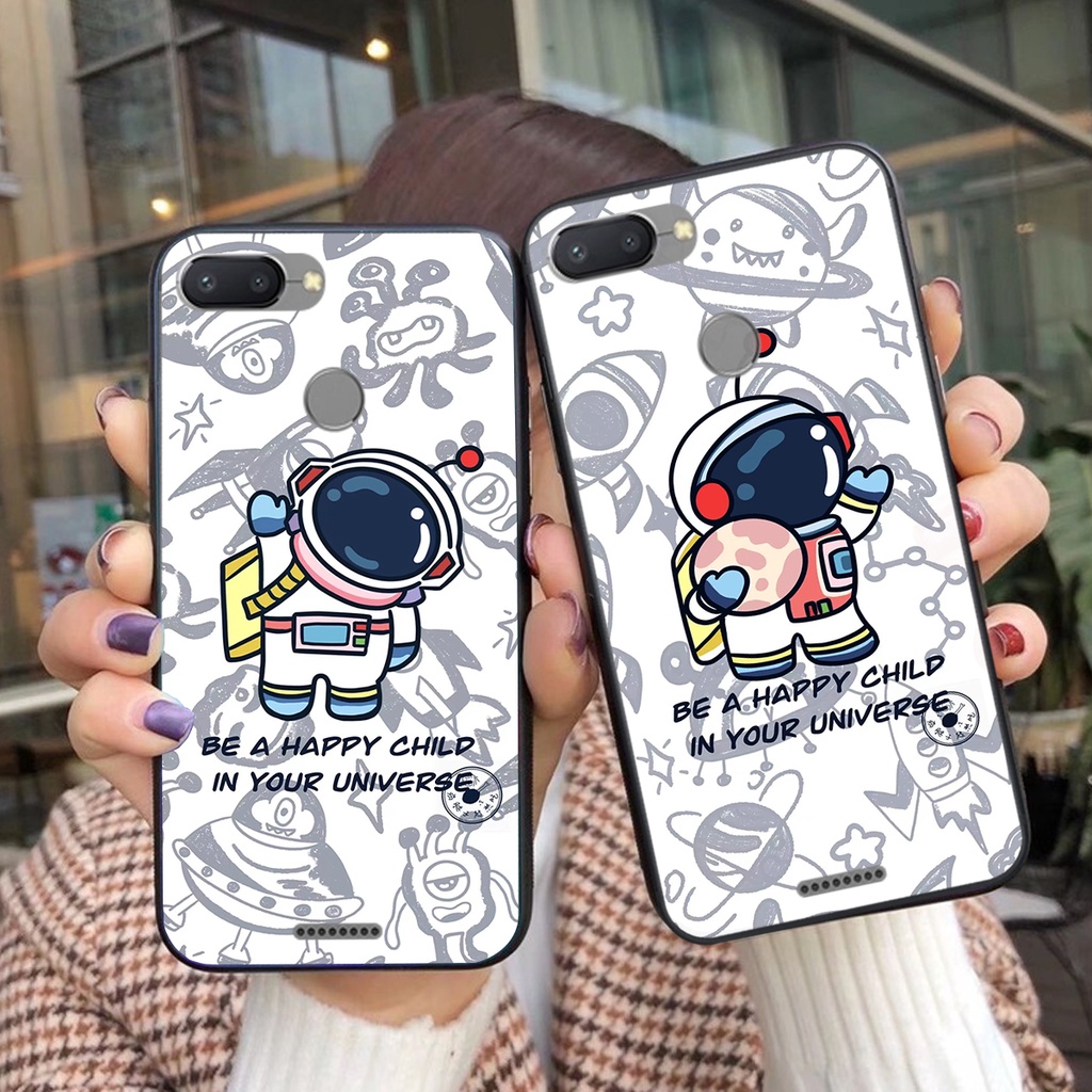 Ốp lưng Xiaomi Redmi 6 - Redmi 6a mẫu phi hành gia vũ trụ cute đáng yêu cho bạn chọn